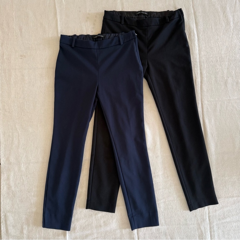Zara Navy and Black Ankle-Length Slim Pants Duo